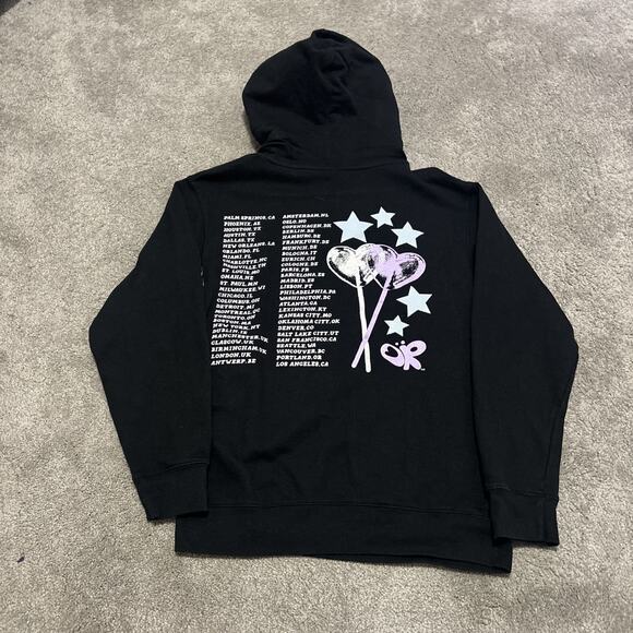 Olivia Rodrigo GUTS Hoodie Womens Small Black World Tour Pullover Spill Ur Guts - Picture 5 of 5